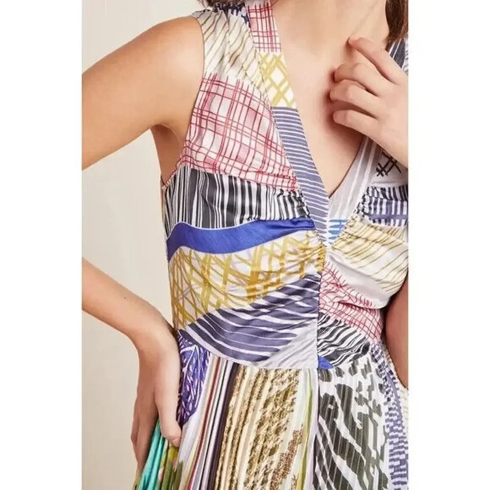 Anthropologie x Geisha Designs Jacinta Midi Dress Pleated Fit & Flare Size 0 - Picture 6 of 16